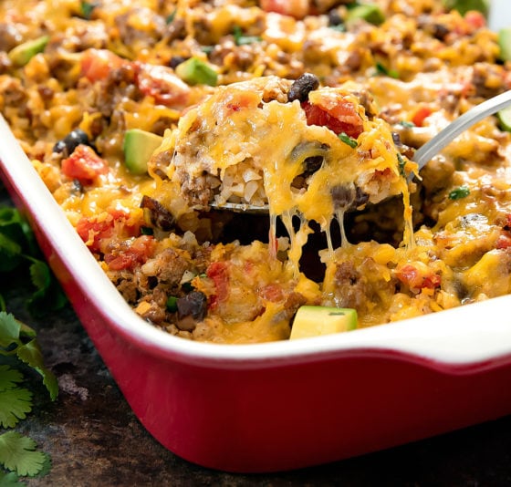 Taco Cauliflower Rice Casserole - Kirbie's Cravings