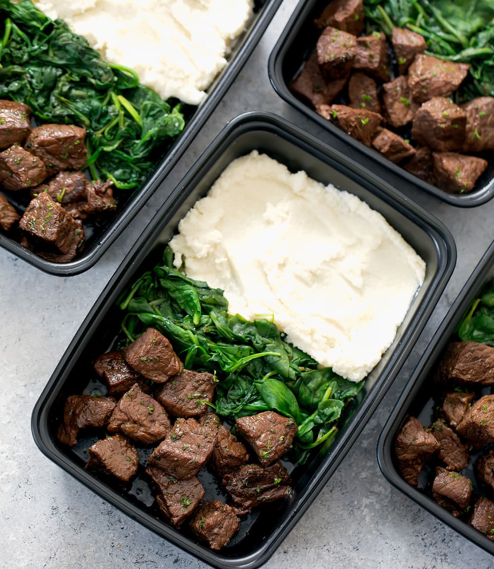 Steak Bites with Mashed Cauliflower Meal Prep Kirbie's Cravings