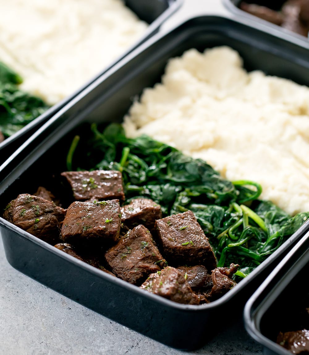 Steak Bites with Mashed Cauliflower Meal Prep Kirbie's Cravings
