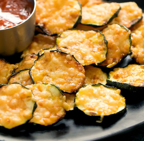 Air Fryer 2 Ingredient Parmesan Zucchini Crisps - Kirbie's Cravings