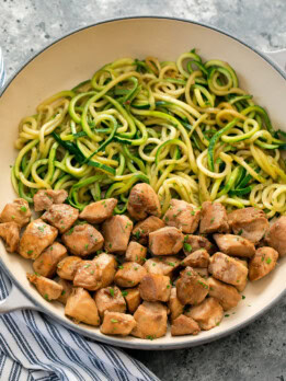 garlic butter chicken with zucchini noodles
