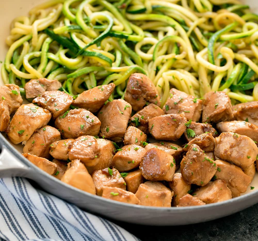 Garlic Butter Chicken With Zucchini Noodles Kirbies Cravings 