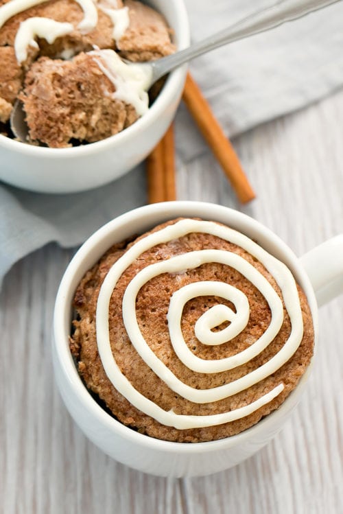 Keto Cinnamon Roll Mug Cake - Kirbie's Cravings