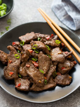 photo of a plate of hunan beef