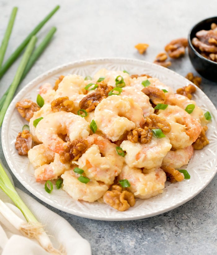 photo of a plate of walnut shrimp