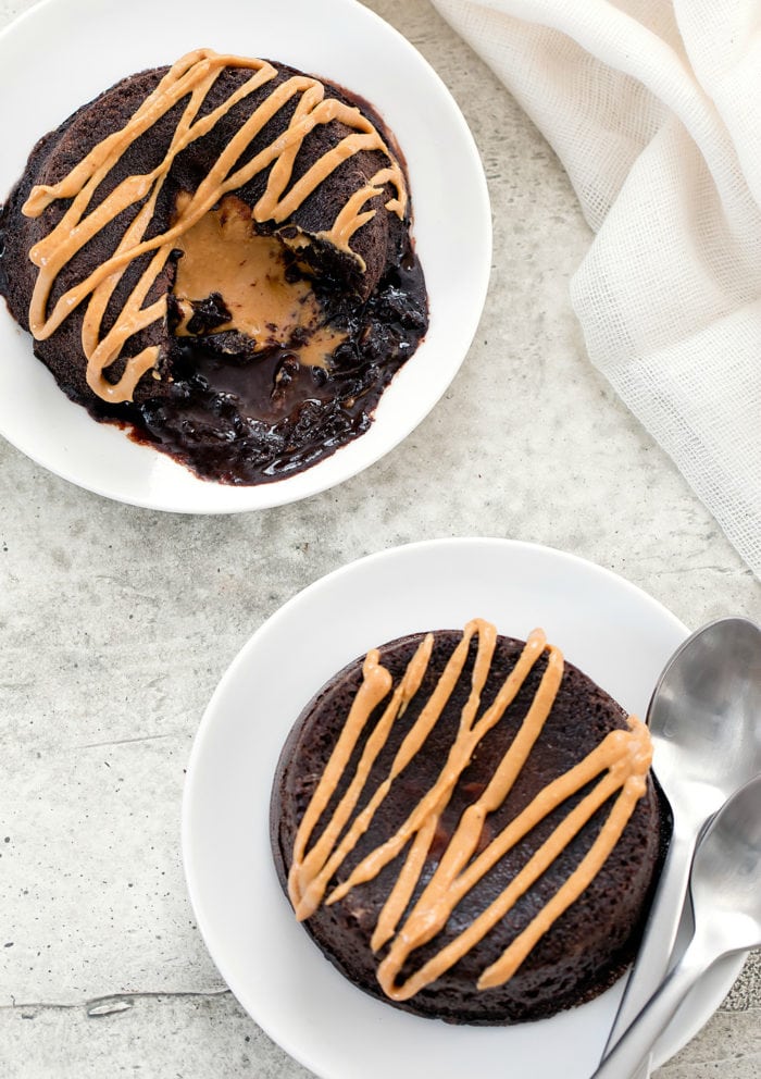 overhead photo of two Peanut Butter Lava Cakes