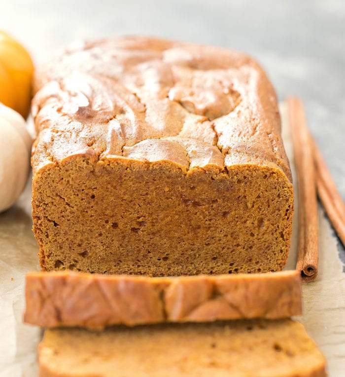 close-up photo of a loaf of pumpkin bread