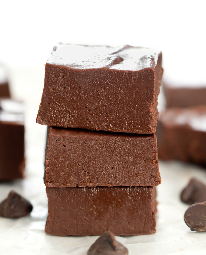 photo of a stack of three pieces of fudge