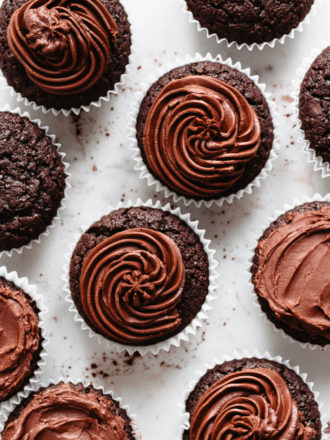 overhead photo of cupcakes