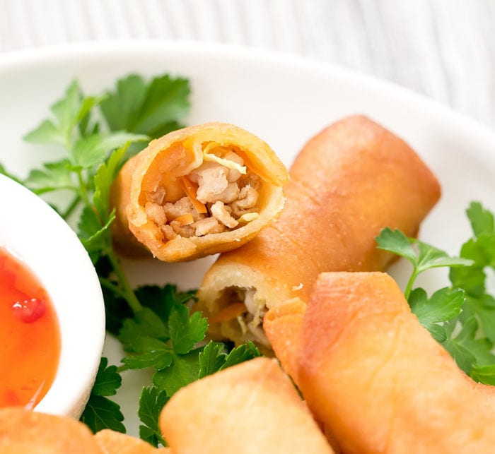 close-up photo of the inside of an eggroll