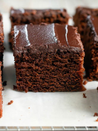 photo of a slice of chocolate cake