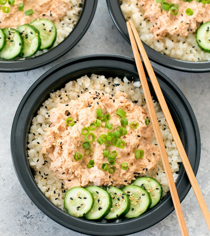 Spicy Tuna Bowls with Cauliflower Rice