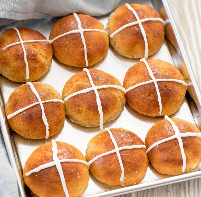 photo of baked rolls with icing