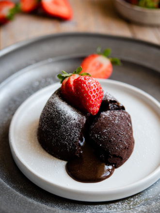 photo of a lava cake on a plate