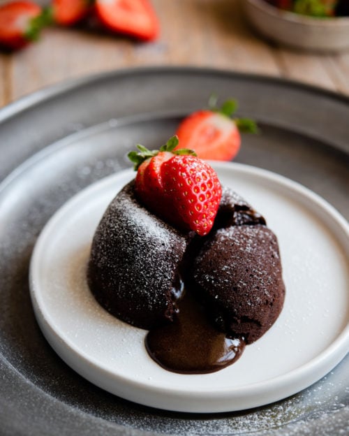 photo of a lava cake on a plate
