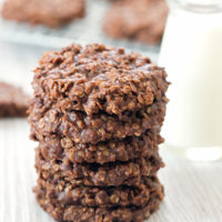 photo of a stack of no bake oatmeal cookies