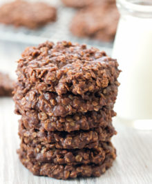 photo of a stack of no bake oatmeal cookies