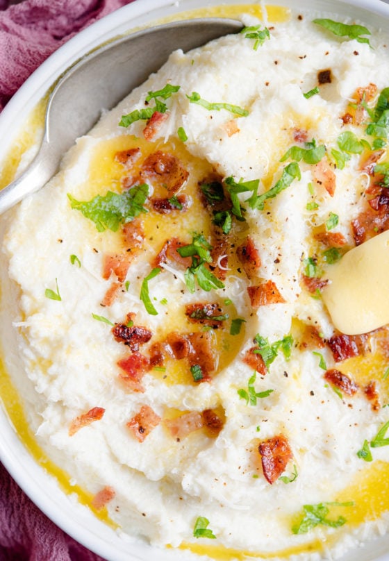 Creamy Mashed Parmesan Cauliflower - Kirbie's Cravings