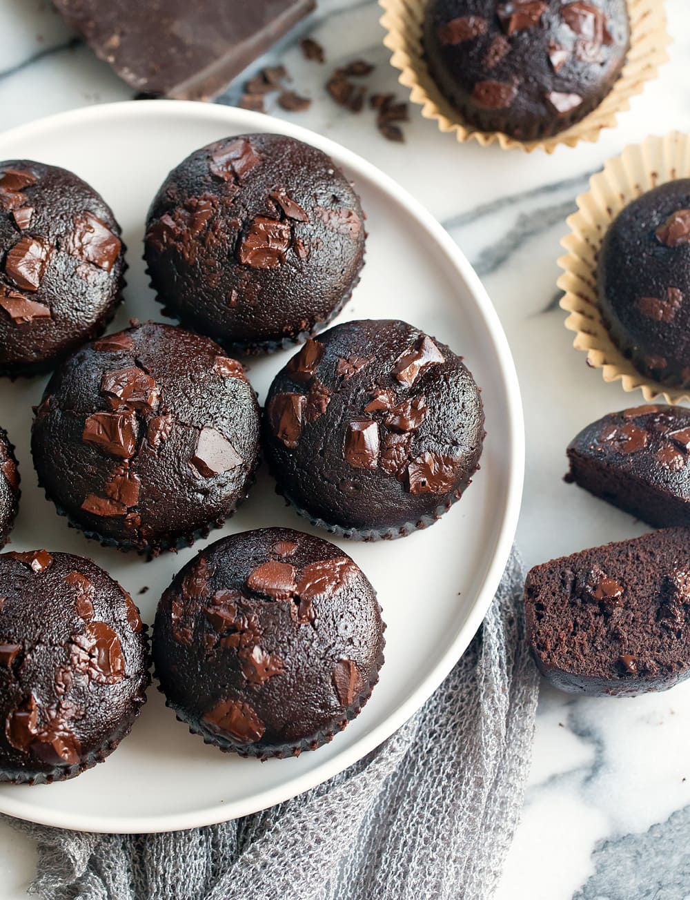 Double Chocolate Muffins (No Eggs, Oil or Butter) Kirbie's Cravings