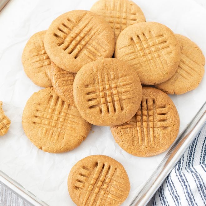 2 Ingredient Healthy Peanut Butter Cookies (No Flour, Butter, Refined