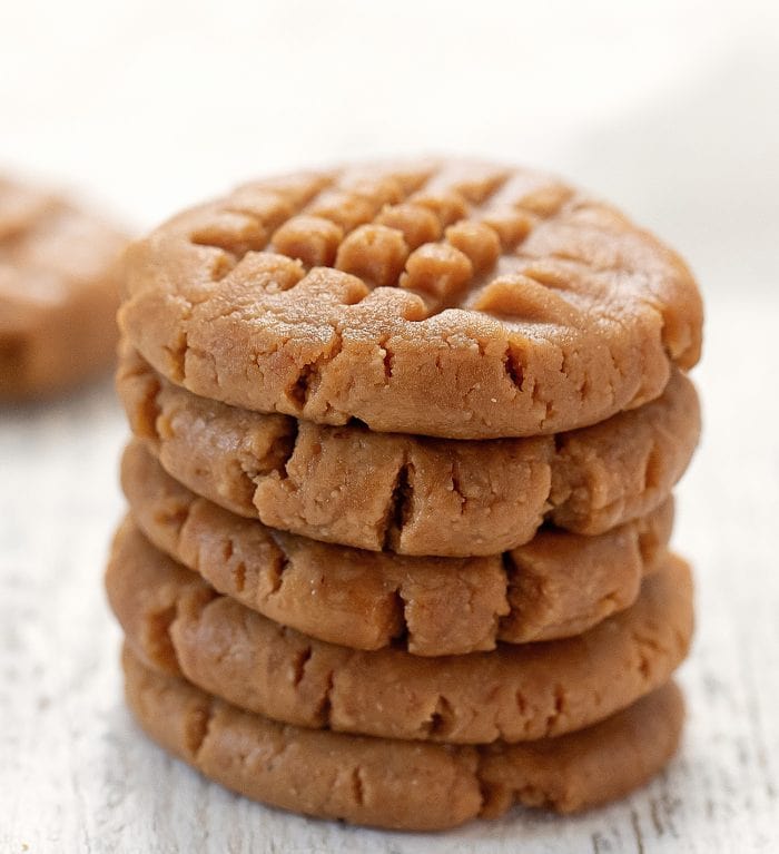 five cookies stacked together.