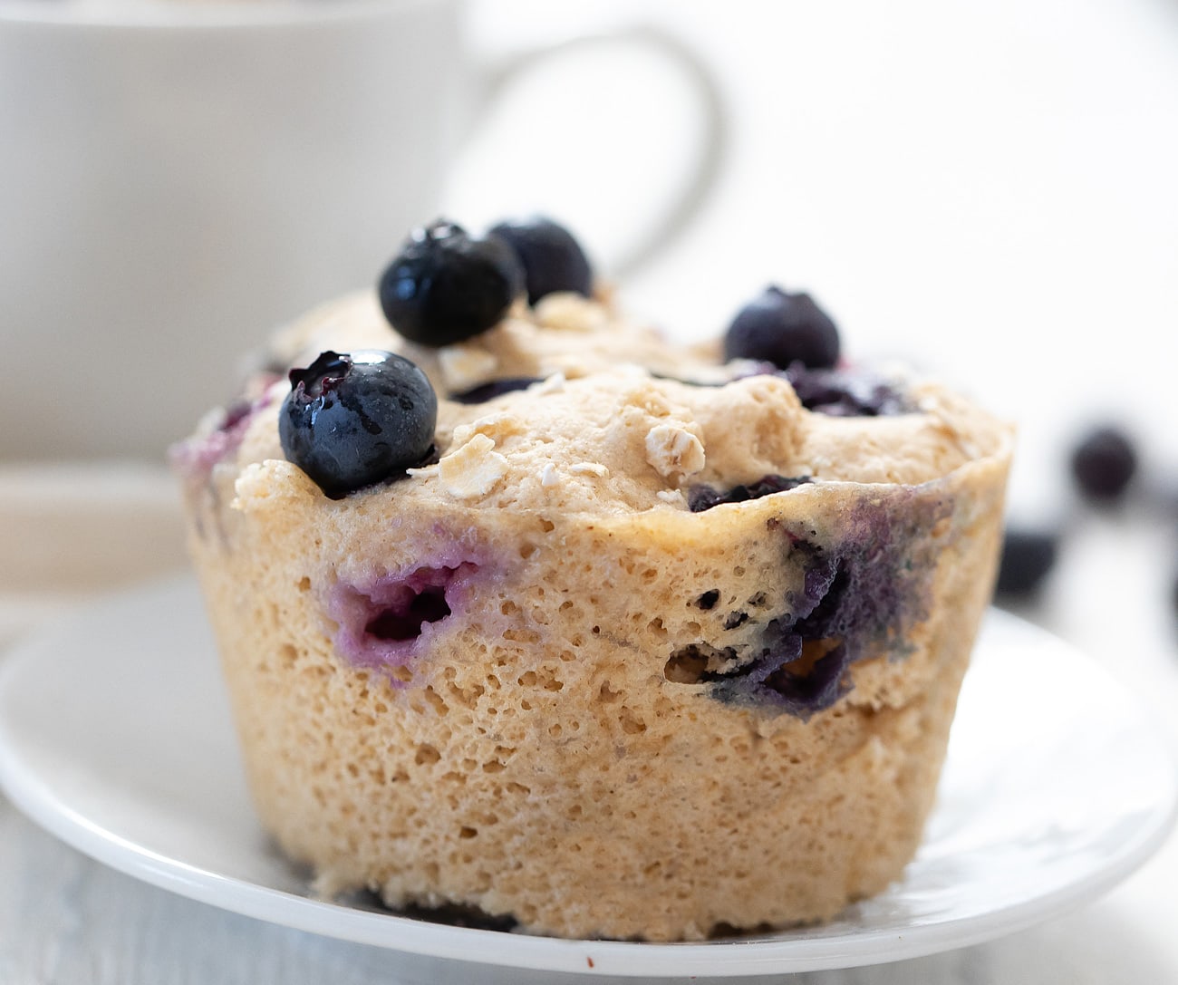 Healthy Blueberry Mug Muffin (No White Flour, Butter, Oil, Refined