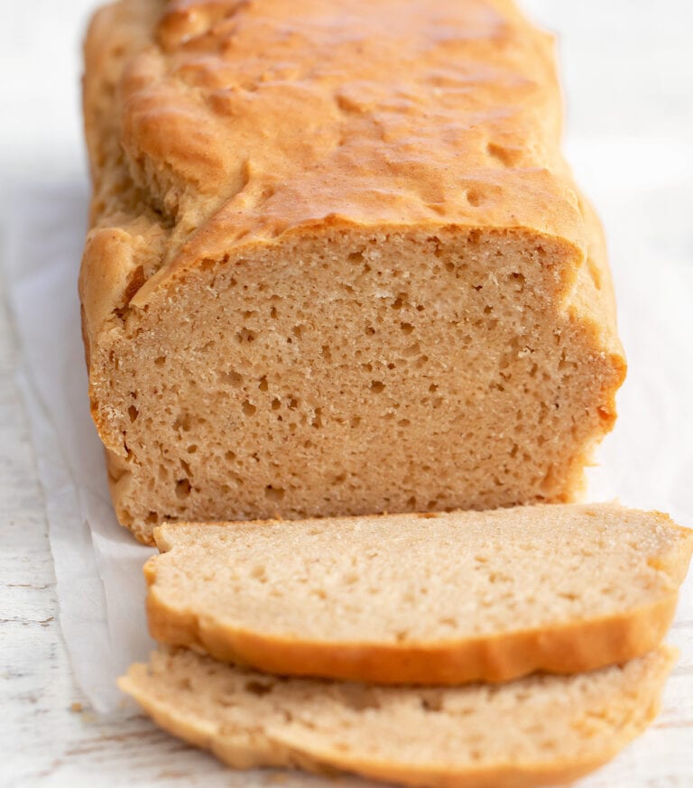 3 Ingredient Peanut Butter Bread (No Yeast, Sugar, Eggs, Butter or Oil