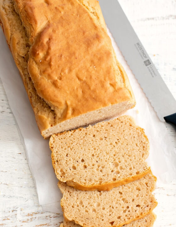 3 Ingredient Peanut Butter Bread (No Yeast, Sugar, Eggs, Butter or Oil