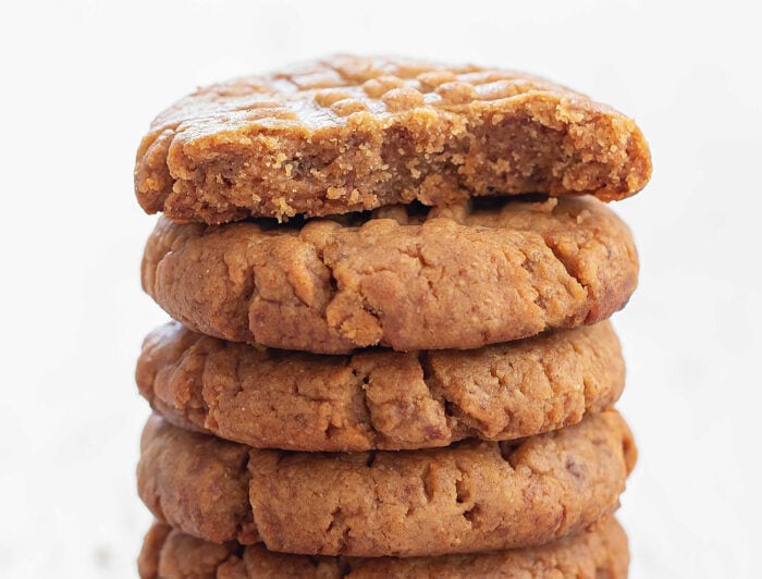 close up shot of a stack of cookies.