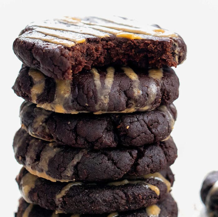 close-up shot of a stack of cookies.