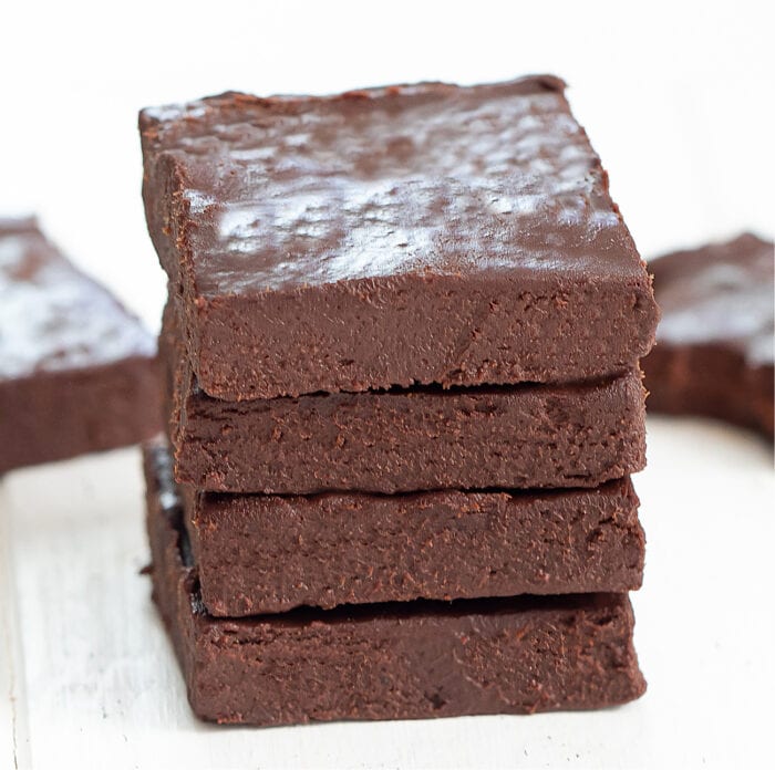 four brownies stacked on top of each other.