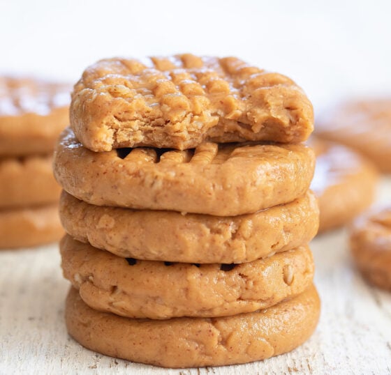 3 Ingredient No Bake Peanut Butter Cookies (No Flour, Eggs, Butter or