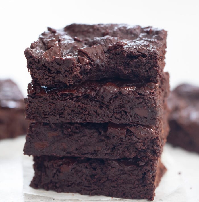 a stack of four pumpkin brownies.
