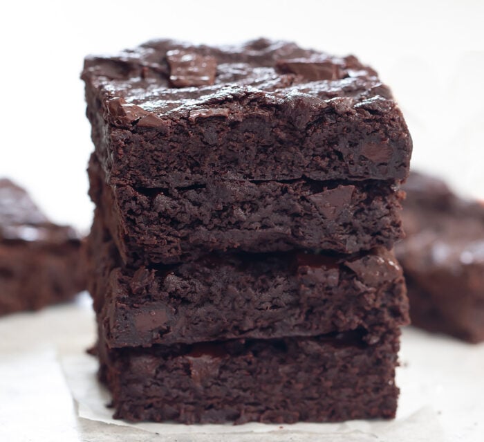 a stack of brownies.