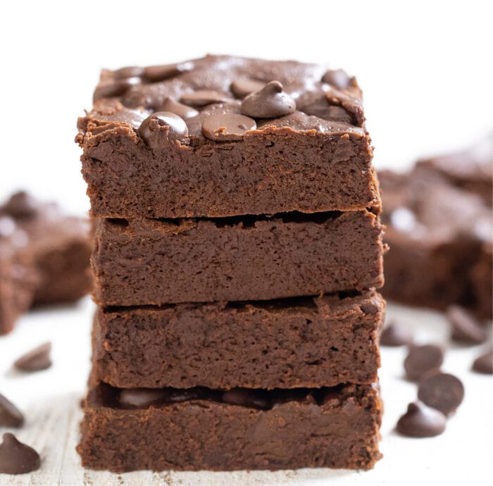 a stack of 4 keto brownies.