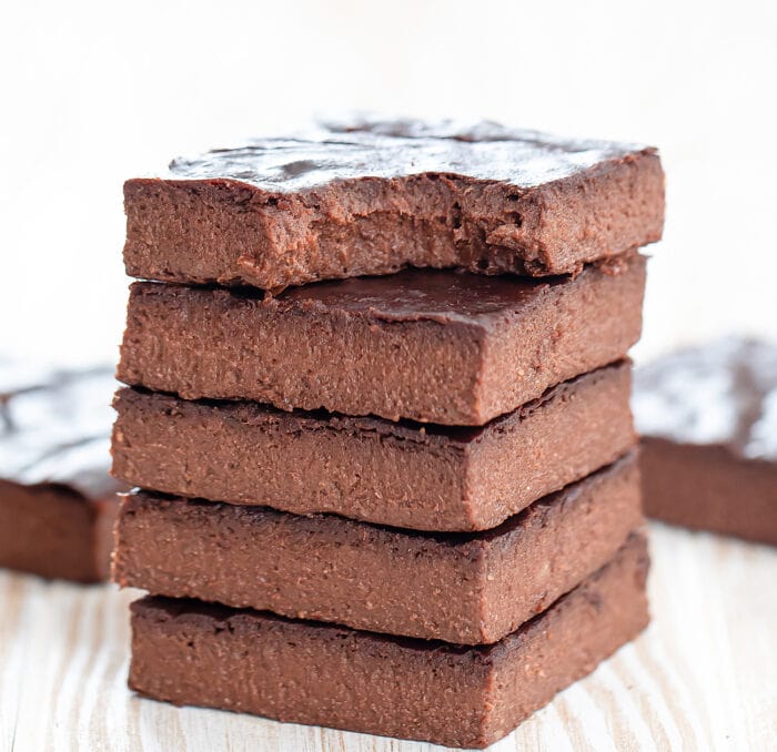 a stack of five brownies.