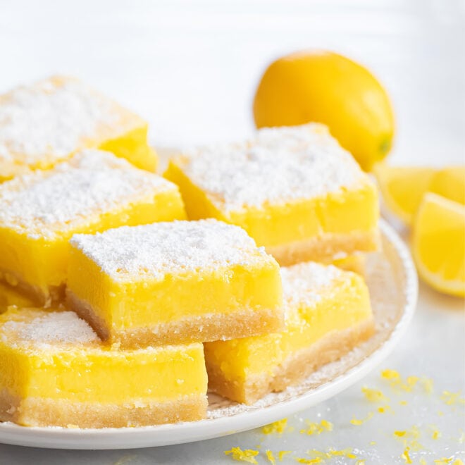 4 Ingredient Lemon Bars (No Flour or Butter) - Kirbie's Cravings