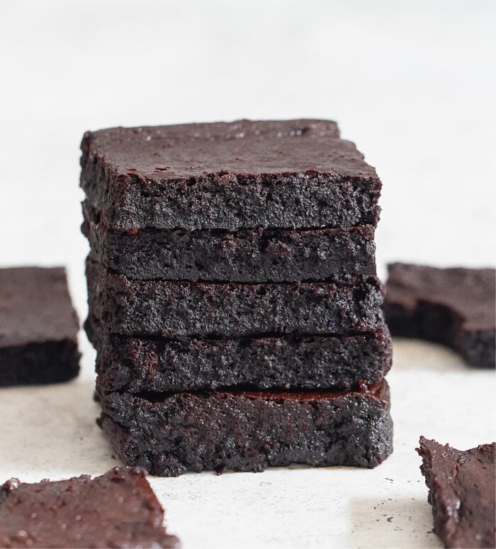 a stack of five brownies.