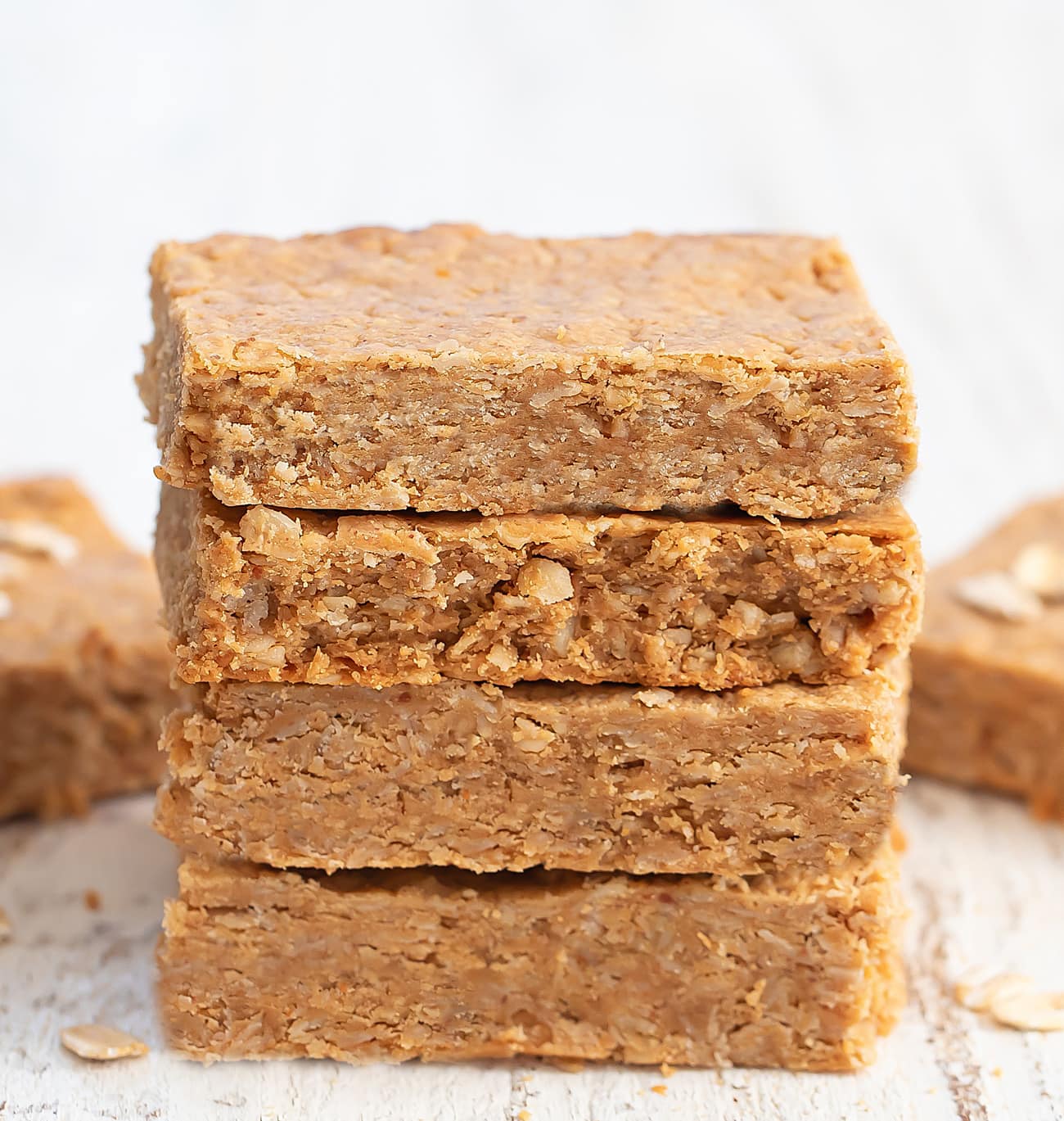 3 Ingredient Crispy Peanut Butter Oatmeal Bars (No Flour, Eggs or