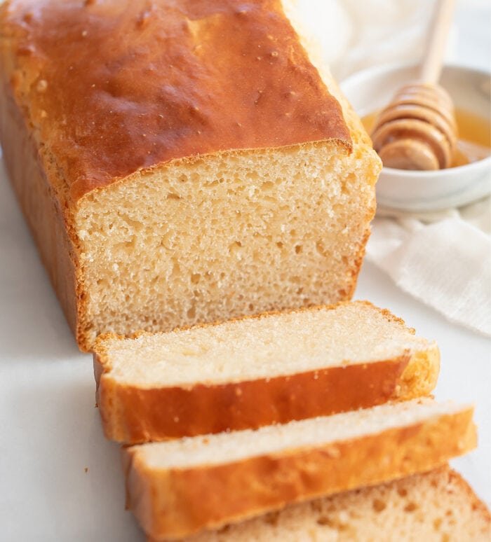 a slice loaf of honey bread.