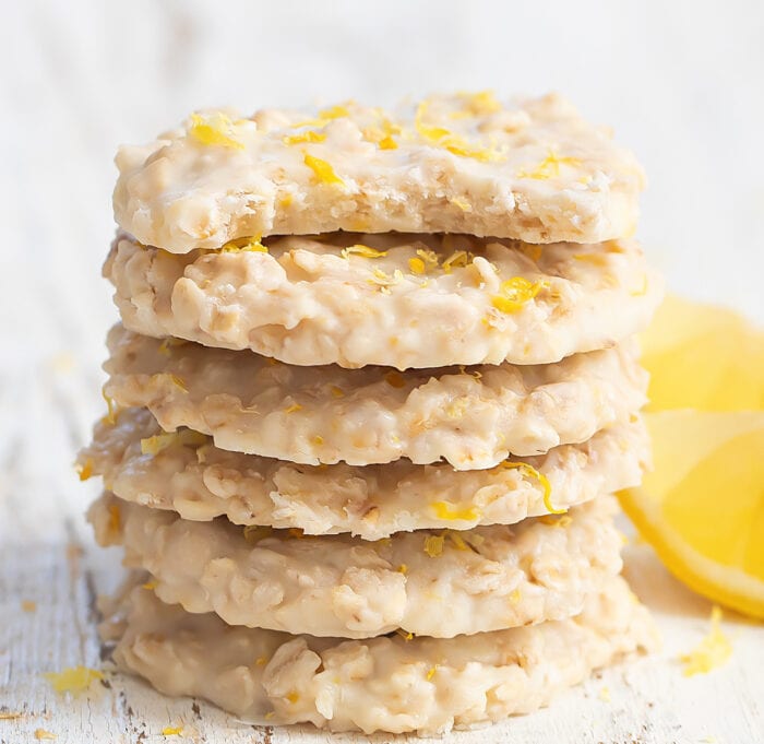 lemon cookies in a stack.