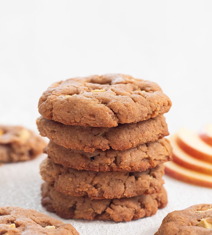 a stack of five apple cookies.