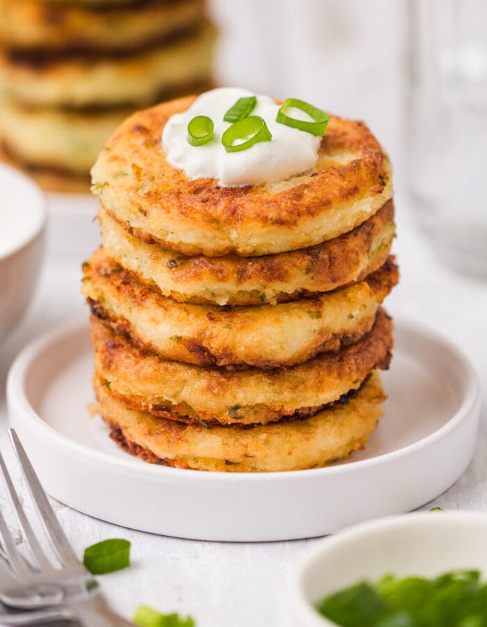 a stack of mashed potato fritters.