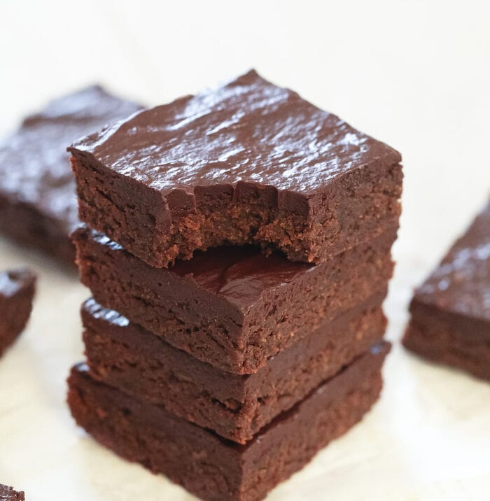 a stack of four healthy brownies.