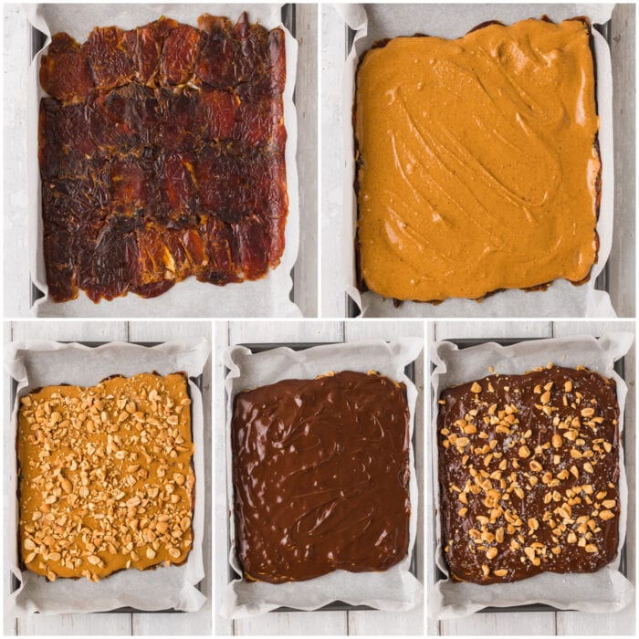 photos showing how to layer the ingredients to make the bark.