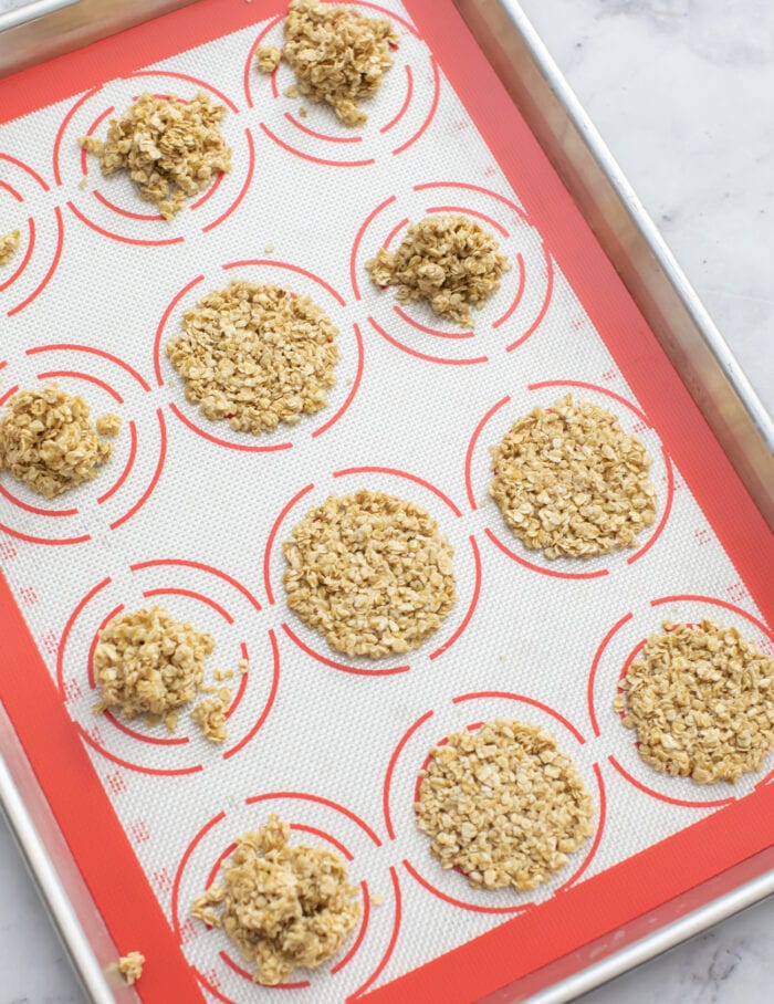 cookies on a baking sheet ready to be baked.