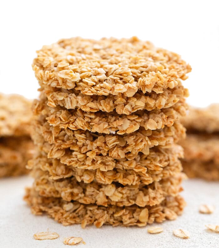 a stack of healthy oatmeal cookies.