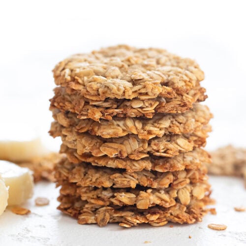 4 Ingredient Crispy Banana Oatmeal Cookies (No Flour, Eggs, Refined