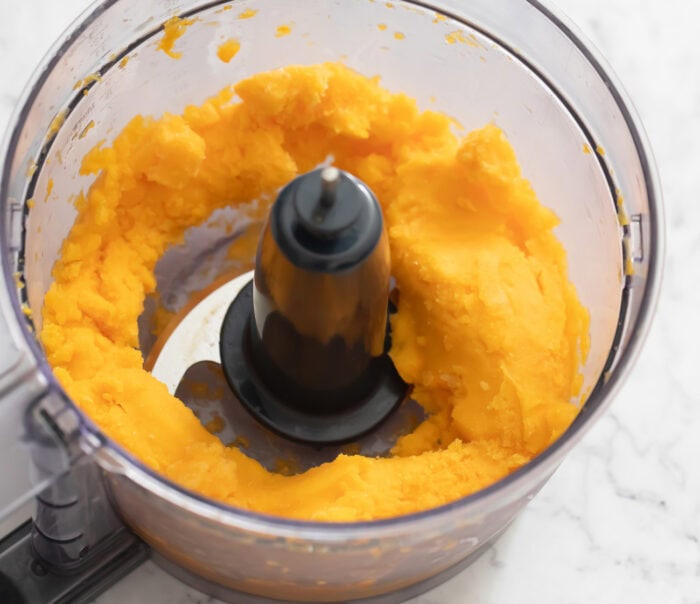 Oranges pulsed in a food processor