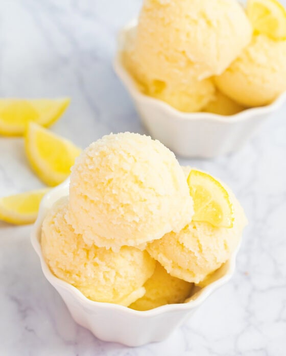 2 Ingredient Lemon Sorbet - Kirbie's Cravings